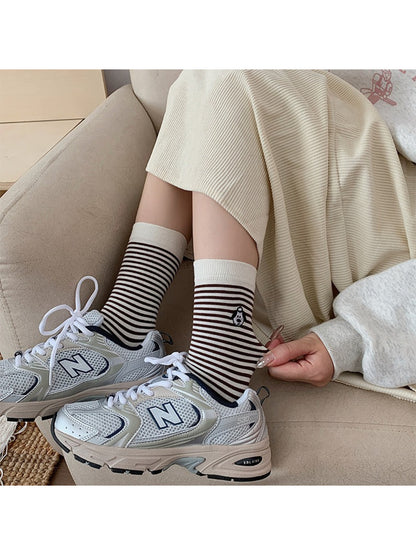 Rufia - Puppy Striped Crew Socks