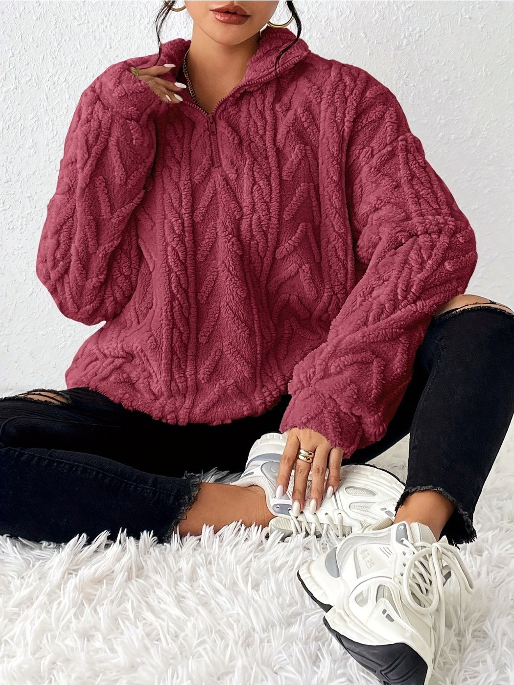 Crosa Casual Zip Pullover Sweatshirt for Women alternate product view