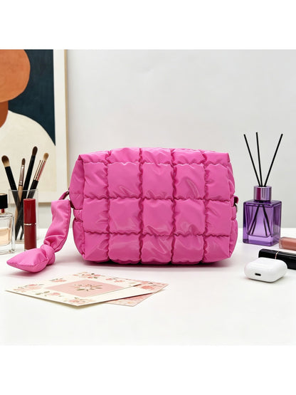 Cosbai - Quilted Grid Soft Cosmetic Organizer Bag