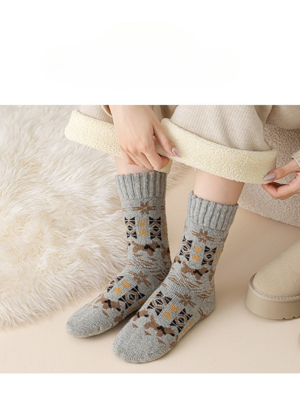 Rufia - Nordic Pattern Winter Crew Socks