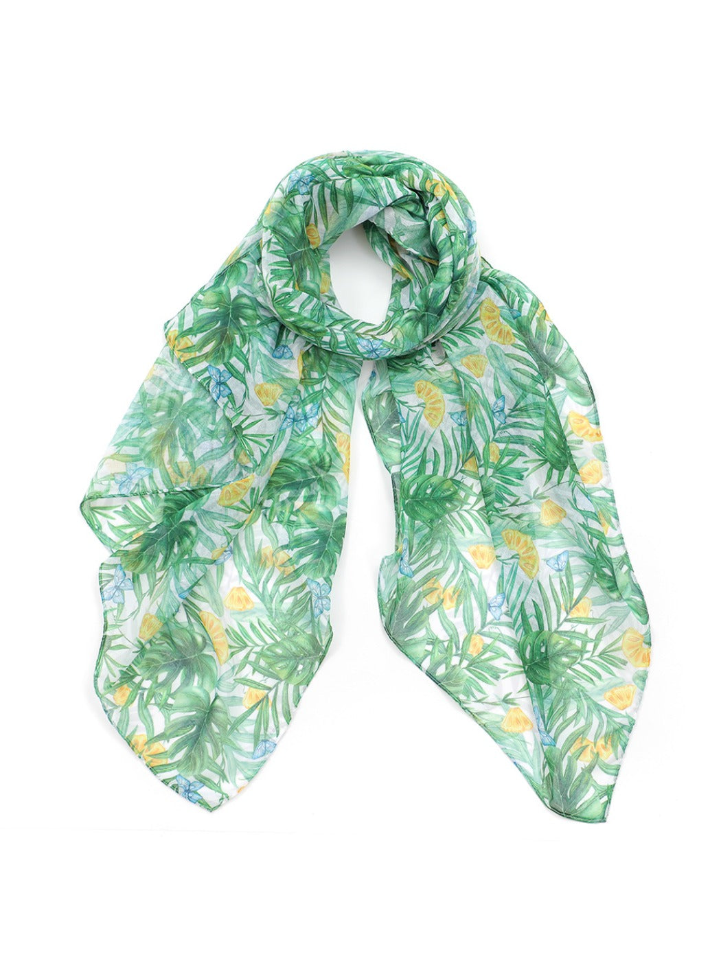 Scarvii - Green Tropical Leaf Print Scarf