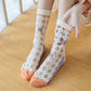 Rufia - Purple Floral Mesh Socks