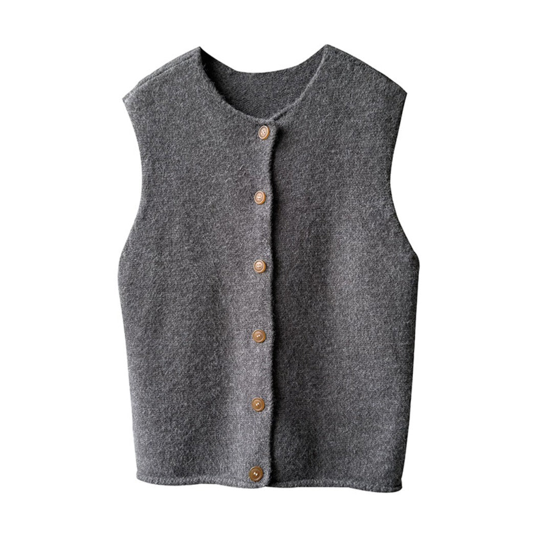 Crosa - Loose and Simple Classic Knit Vest for Women