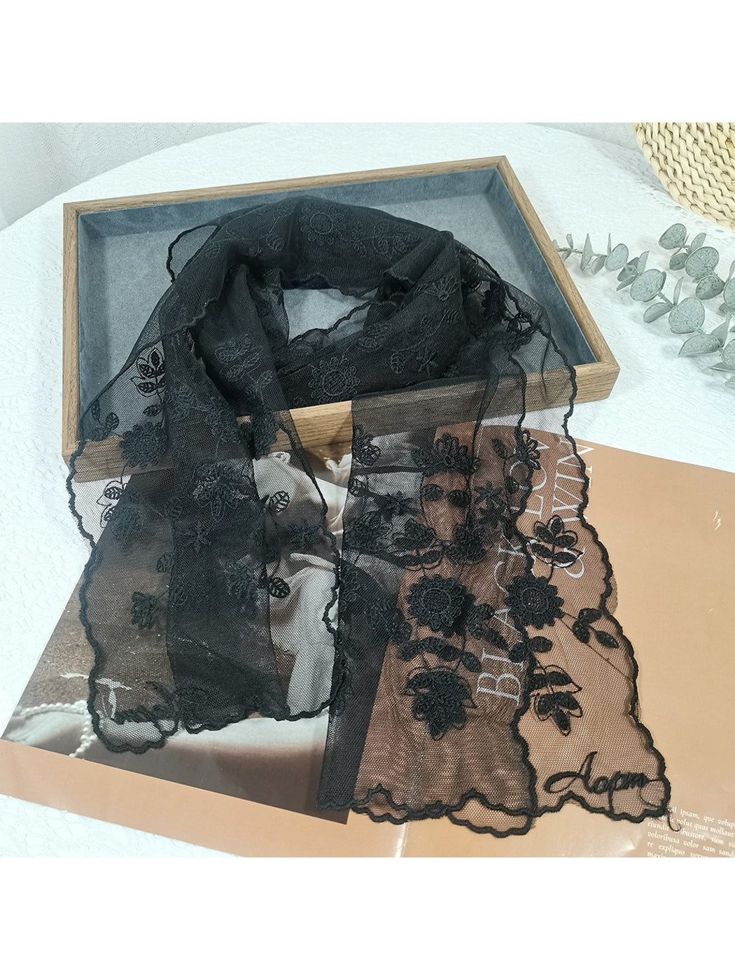 Scarvii - Sweet Sunflower Sheer Embroidered Scarf