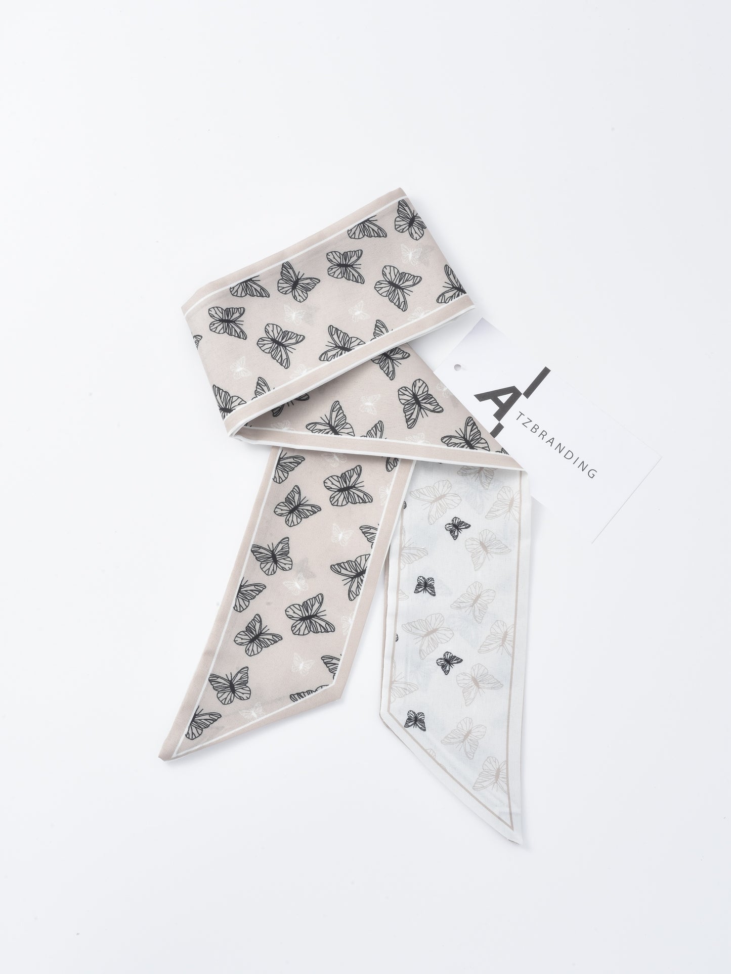 Scarvii - Vintage Butterfly Motif Skinny Scarf