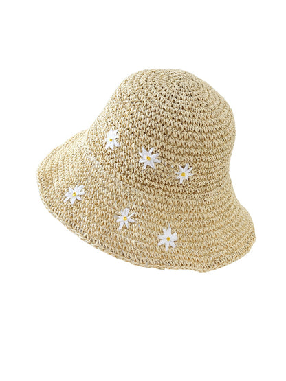 Haila - Floral Embroidered Wide Brim Women's Sun Hat