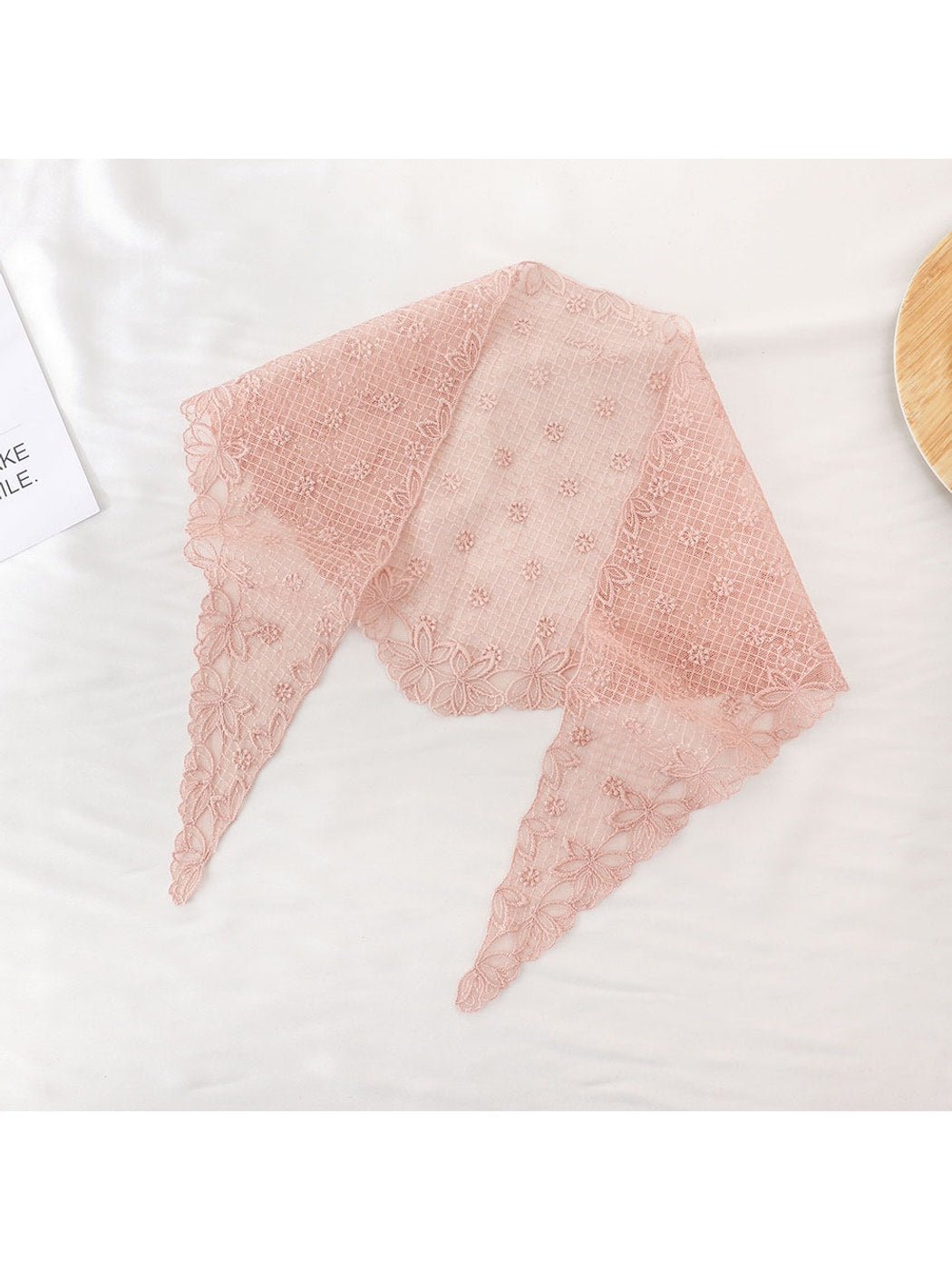Scarvii - Sheer Grid Floral Lace Triangle Bandana