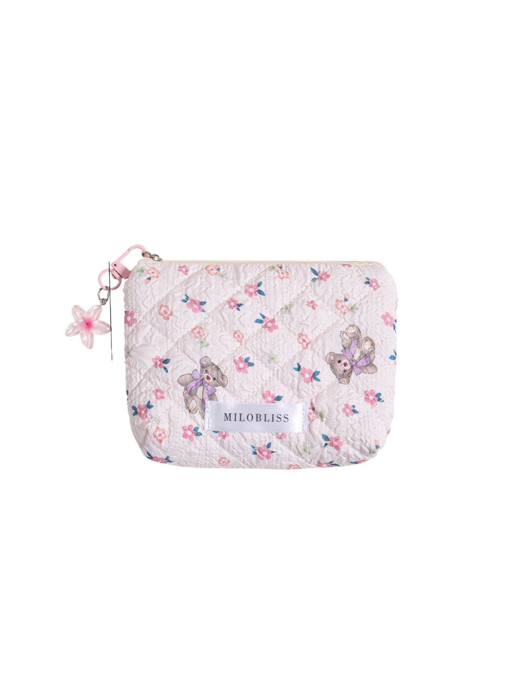 Cosbai - Cute Floral Zipper Pouch with Charm Accent detail view 2