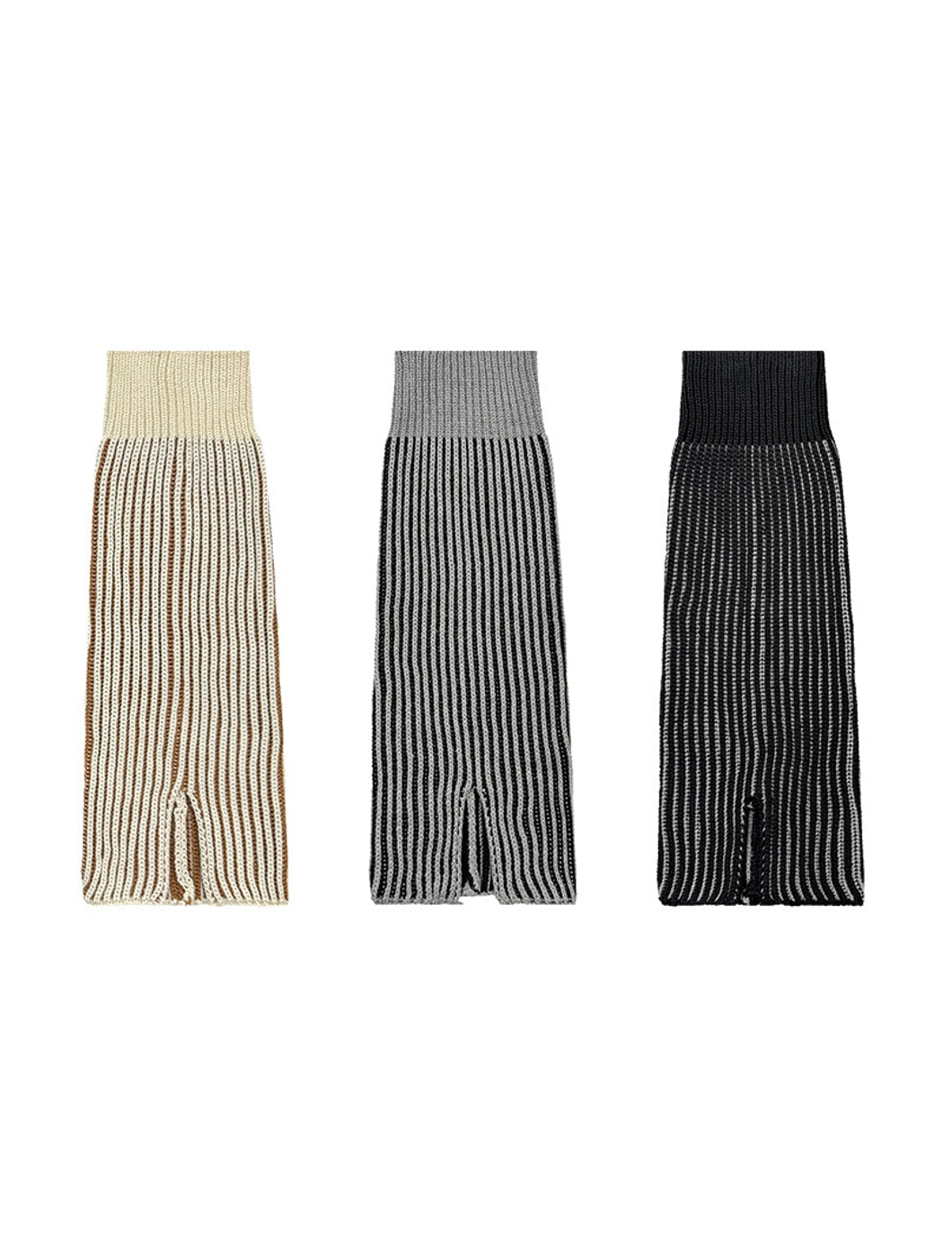 Cozyra - Striped Split-Hem Flared Leg Warmers