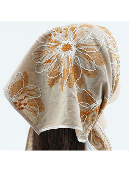 Scarvii - Retro Daisy Embroidered Headscarf