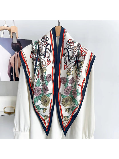 Scarvii - Floral Print Triangle Scarf