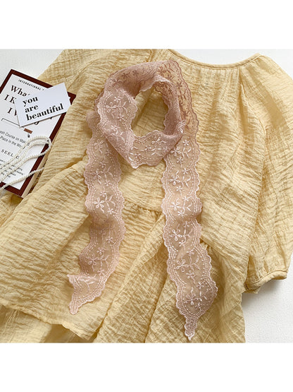 Scarvii - Embroidered Floral Lace Neck Scarf