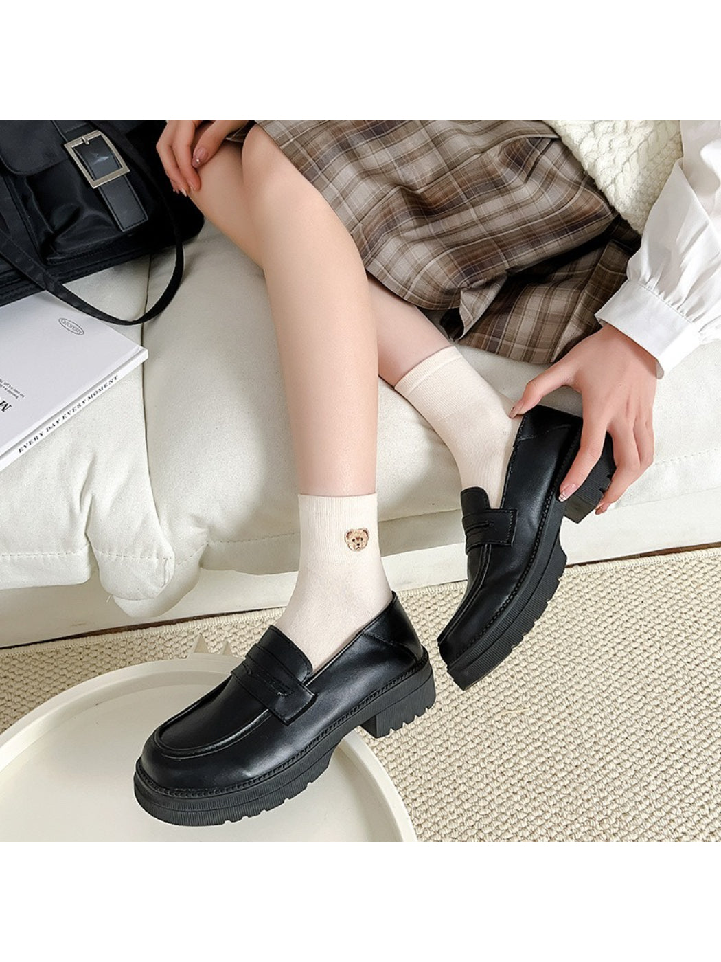 Rufia - Tiny Bear Patch Crew Socks