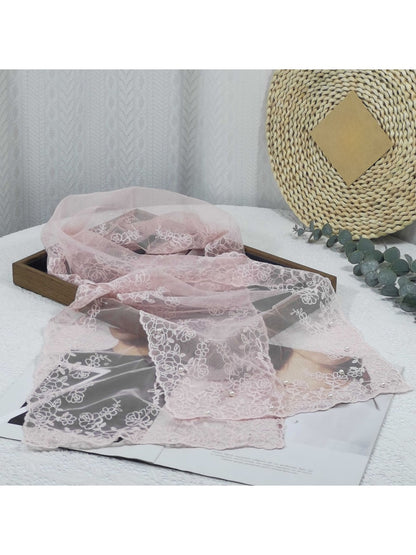 Scarvii - Floral Embroidered Sheer Lace Scarf
