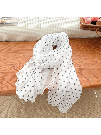 Scarvii - Polka Dot Ruffle Long Scarf