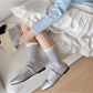 Rufia - Ruffled Cuff Hollow Out Mid Calf Socks