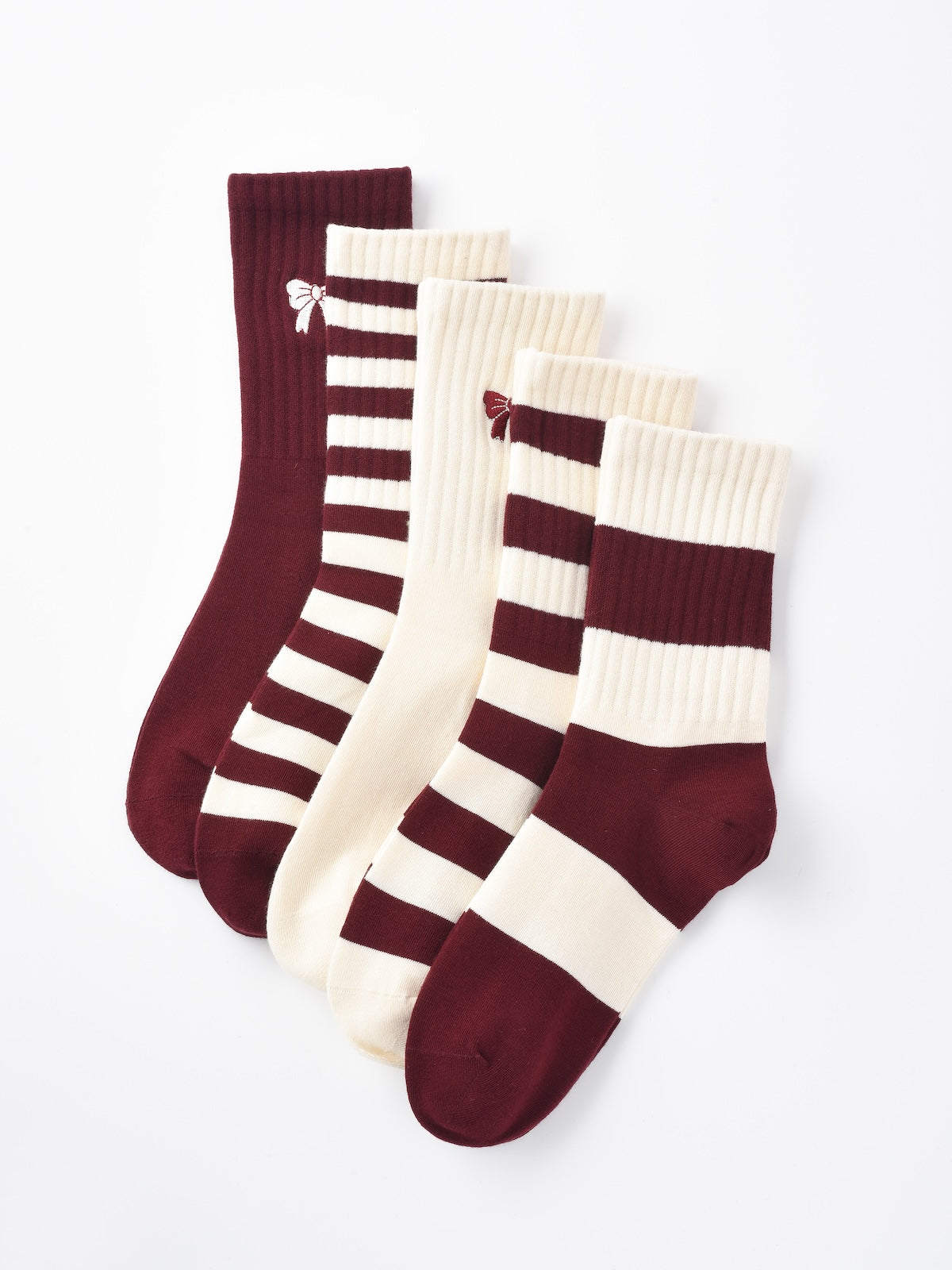 Rufia - Mid-Calf Socks with Bow & Stripe Pattern for Girls