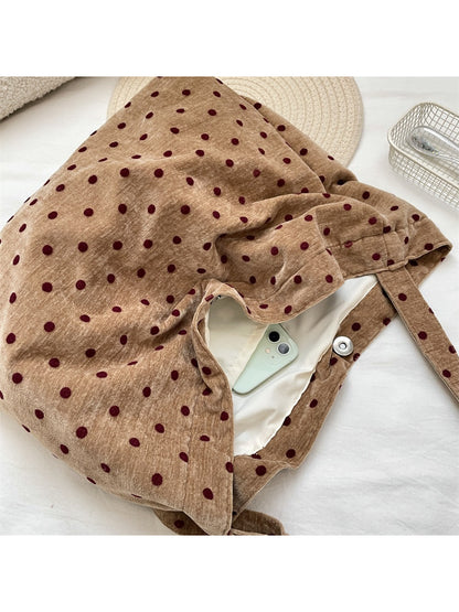 Cosbai Polka Dot Crossbody Slouchy Bag shown with adjustable crossbody strap
