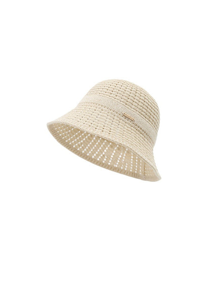 Top view of Haila vintage lace detail sun bucket hat highlighting lace pattern