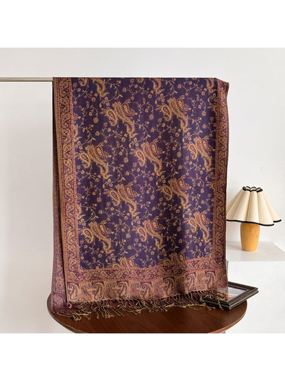 Scarvii - Vintage Paisley Print Fringe Scarf