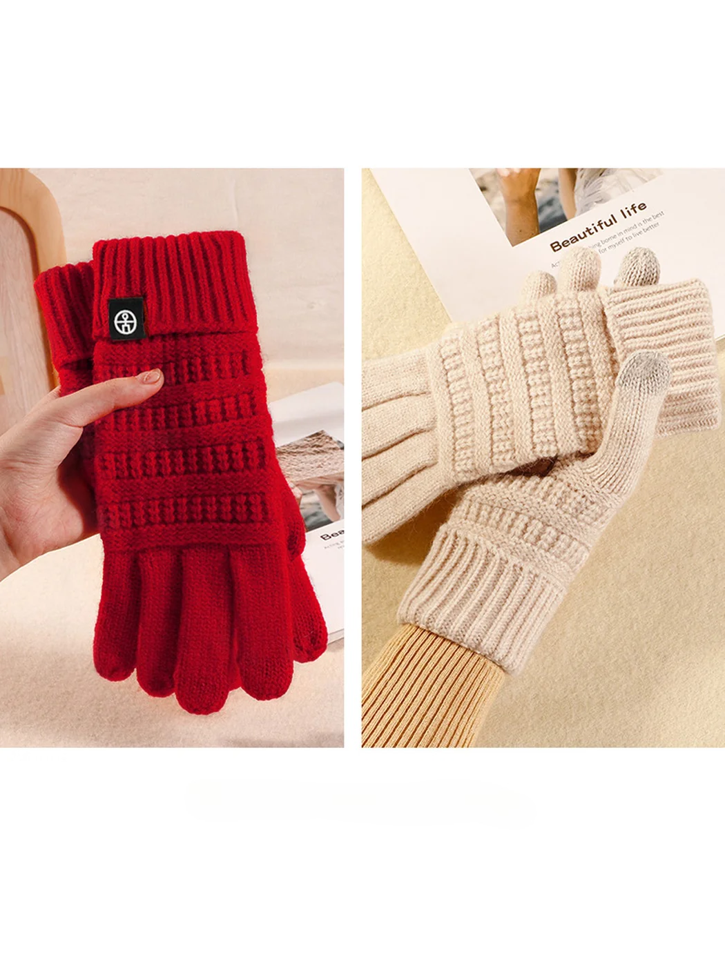 Gloving - Textured Knit Touchscreen Gloves with Palm Patch