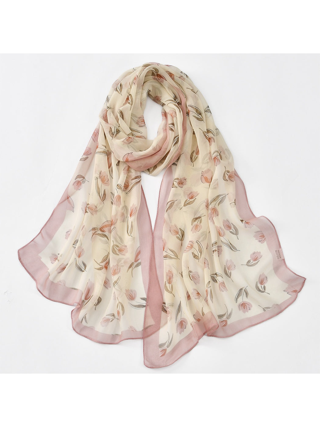 Scarvii - Soft Tulip Floral Print Lightweight Scarf