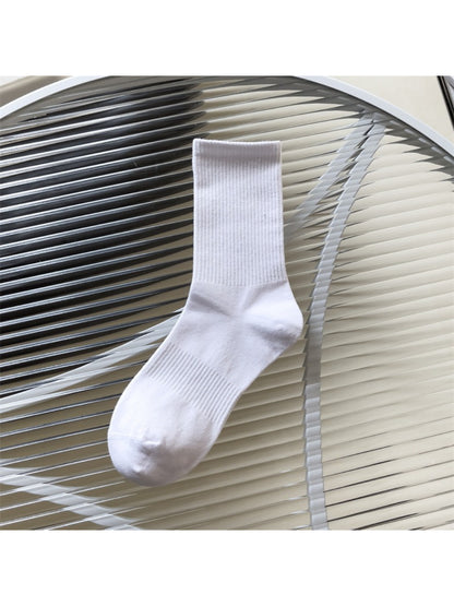 Rufia - Solid Ribbed Knit Crew Socks