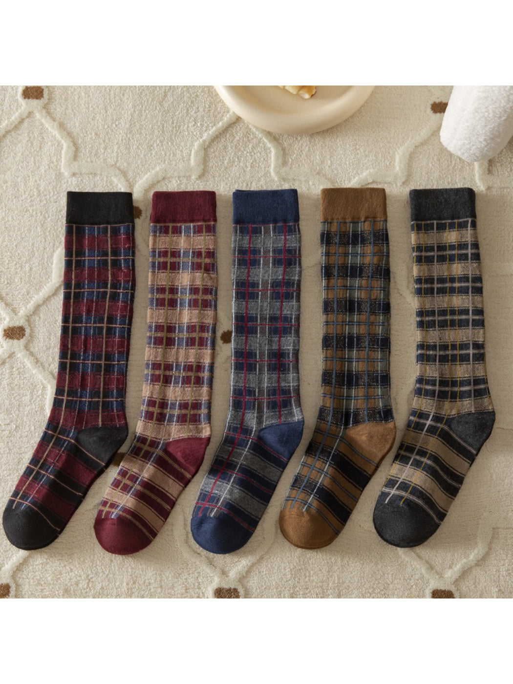 Rufia - Retro Plaid Knee High Socks