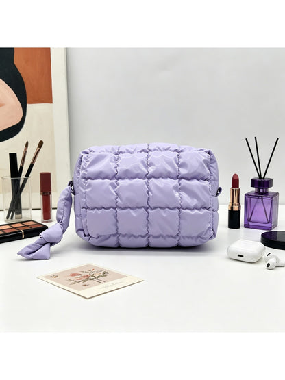 Cosbai - Quilted Grid Soft Cosmetic Organizer Bag