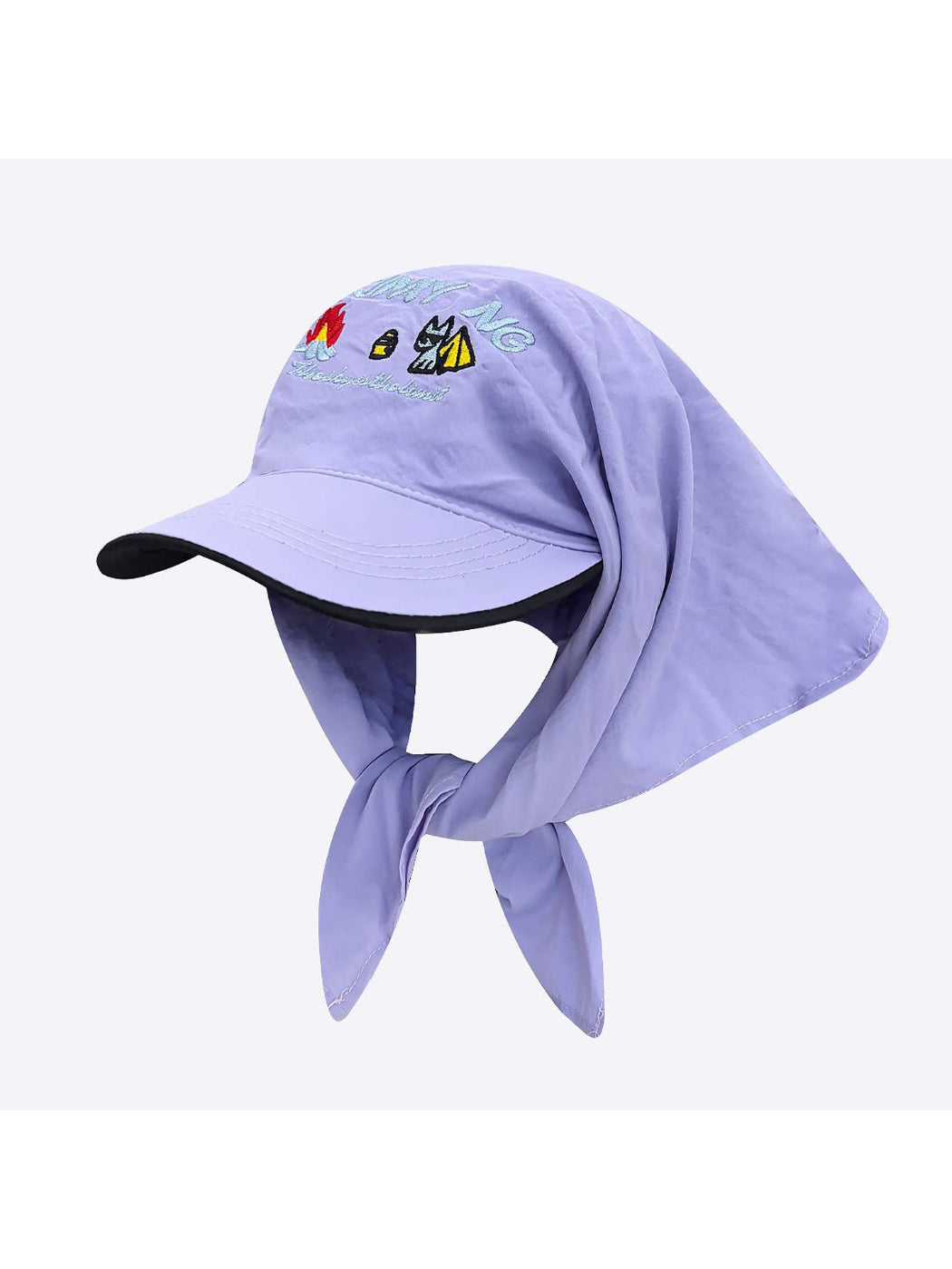 Haila cartoon embroidered turban hat angled to show overall shape and design
