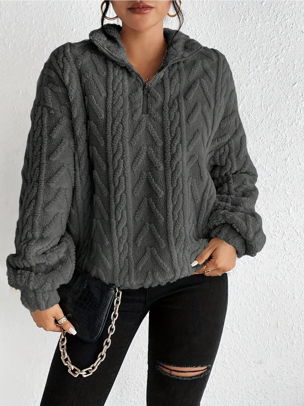 Crosa Casual Zip Pullover Sweatshirt for Women alternate product view