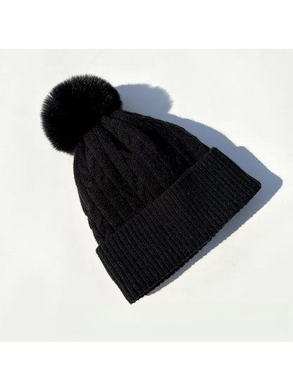 Haila - Women's Cable Knitted Beanie with Pom Pom