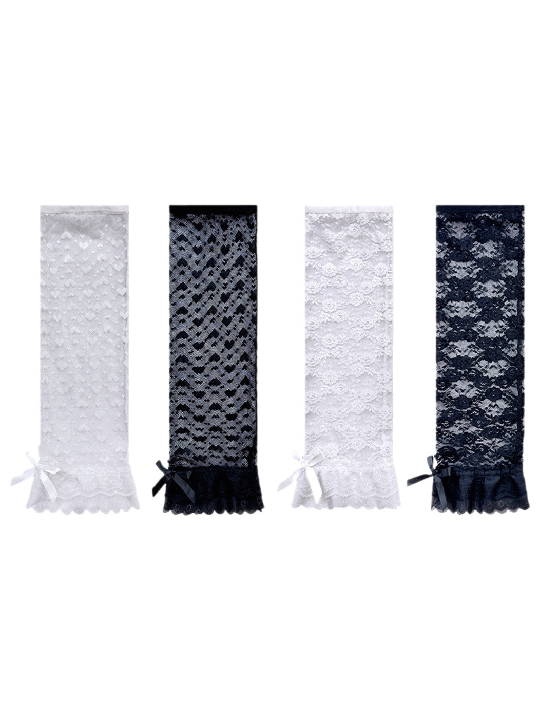 Cozyra - Heart Pattern Sheer Lace Leg Warmers