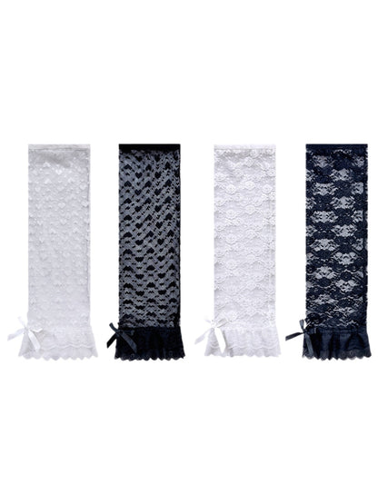 Cozyra - Heart Pattern Sheer Lace Leg Warmers