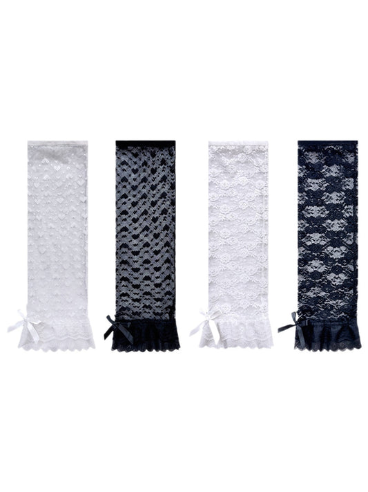 Cozyra - Heart Pattern Sheer Lace Leg Warmers
