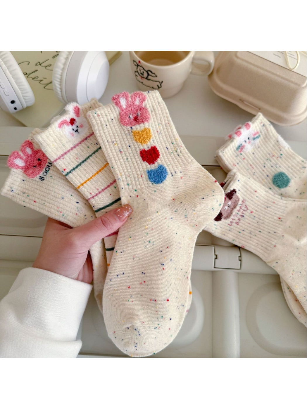 Rufia - Bunny Stripe Confetti Crew Socks