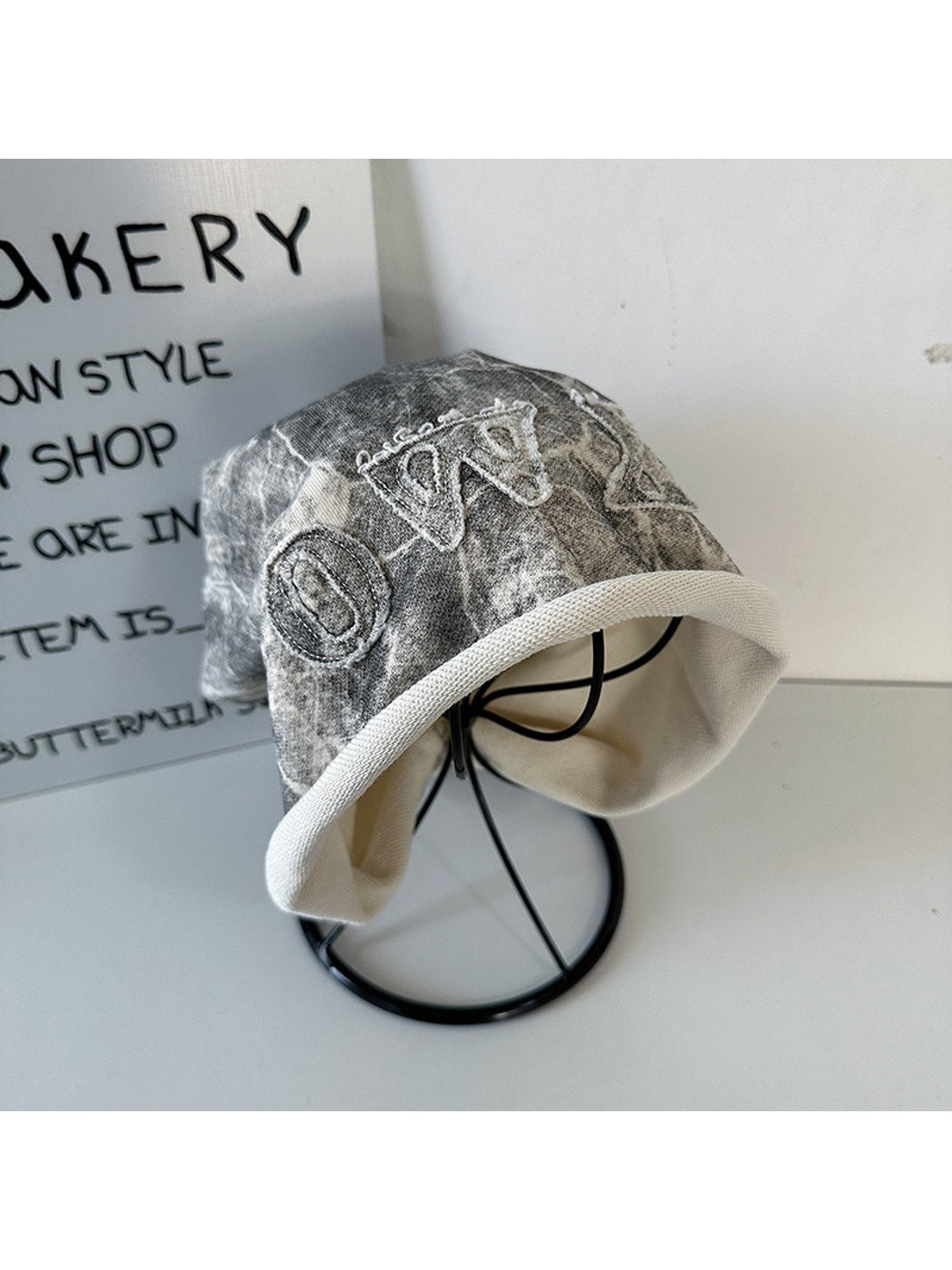 Haila - Rolled Edge Letter Detail Women's Slouchy Cap