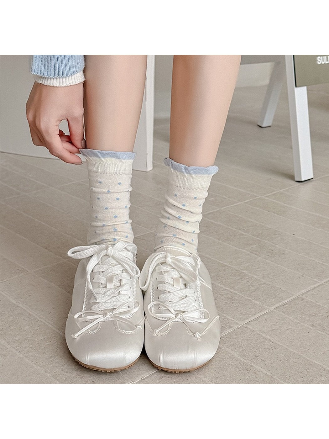 Rufia - Blue Classic Ruffle Crew Socks