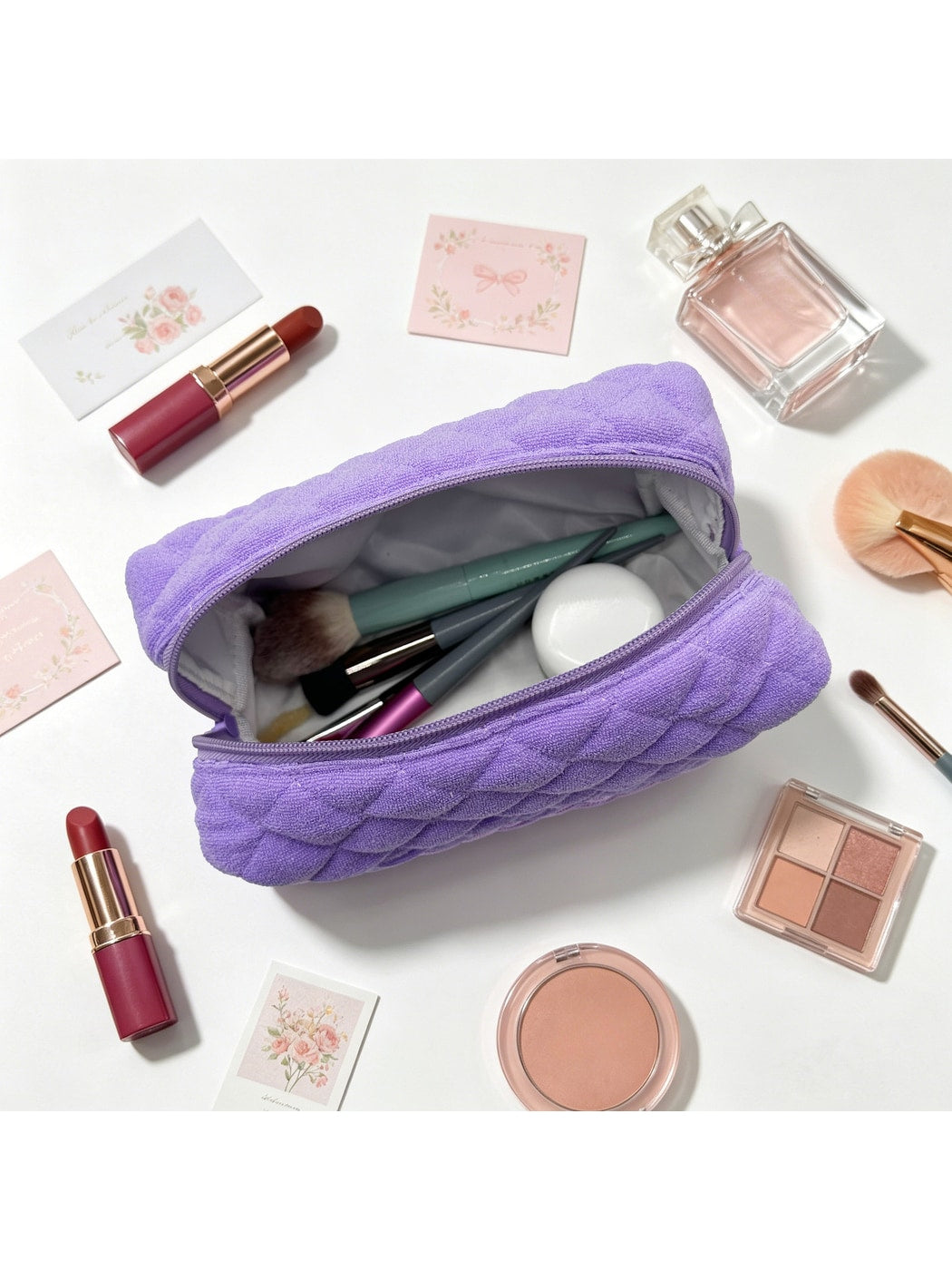 Cosbai - Simple Solid Color Cosmetic Organizer Bag