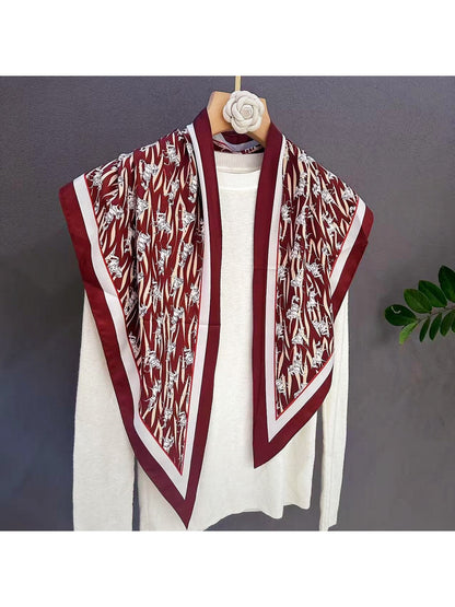 Scarvii - Horse Print Contrast Border Triangle Bandana