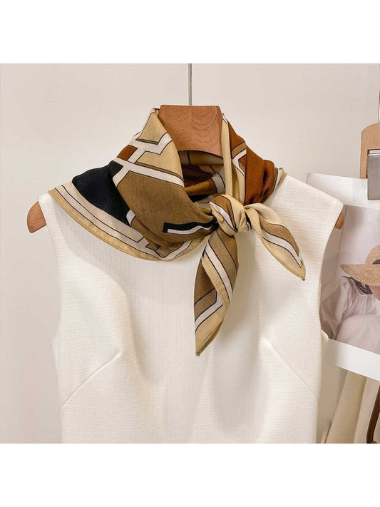 Scarvii - Geometric Color Blocks Printed Square Scarf