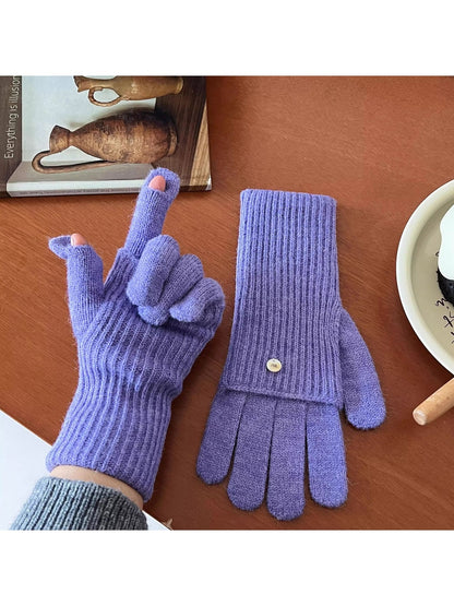 Gloving - Women's Layered Ribbed Knit Winter Gloves