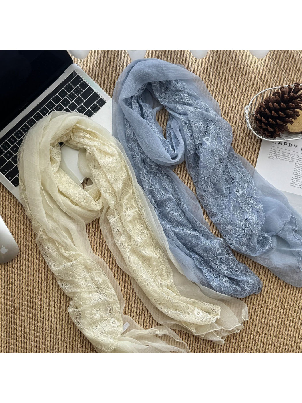 Scarvii - Lace Mesh Long Scarf