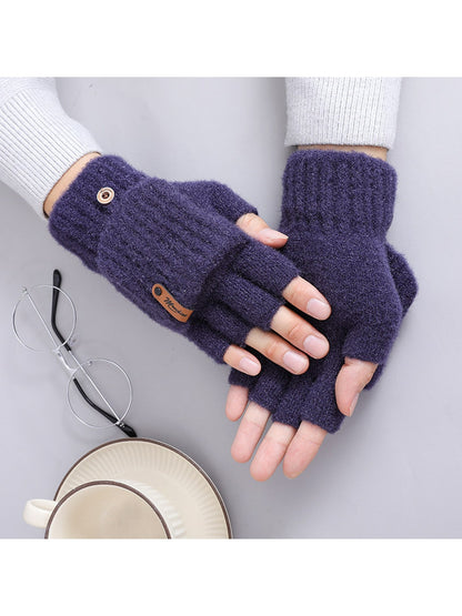 Gloving - Simple Flip Cover Half Finger Winter Gloves
