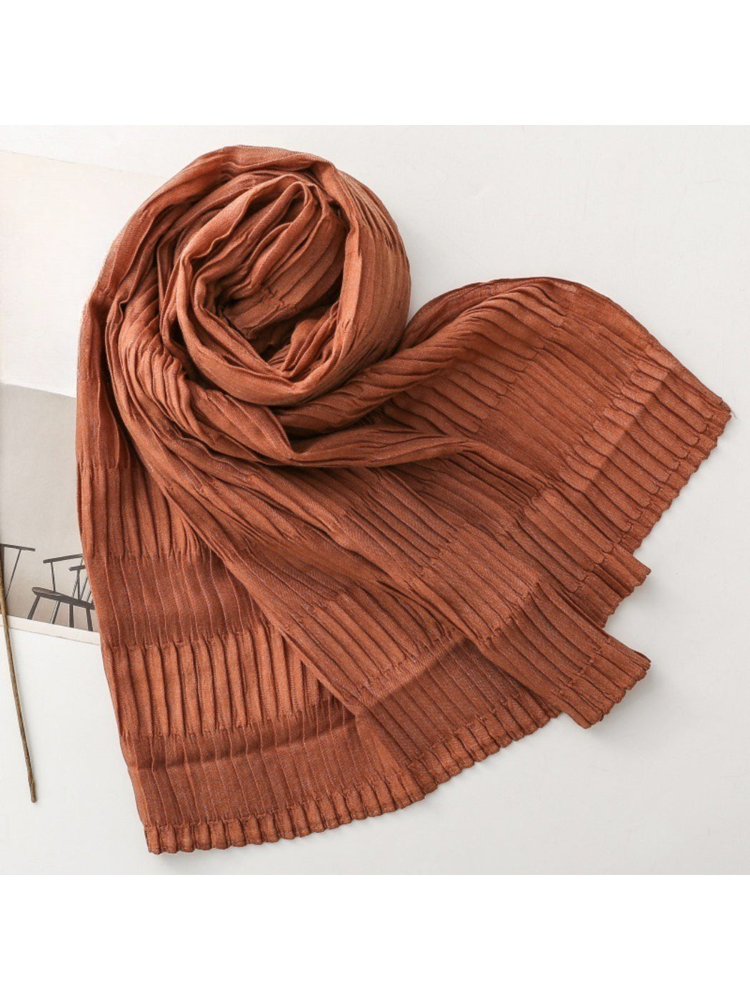 Scarvii - Textured Pleated Finish Long Scarf