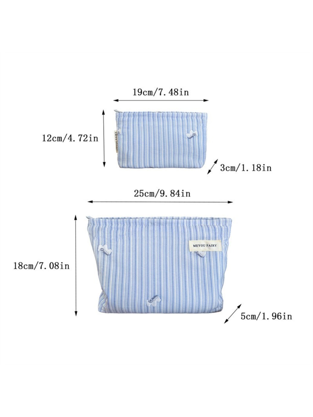Cosbai Soft Stripe Makeup Pouch displayed with lighting