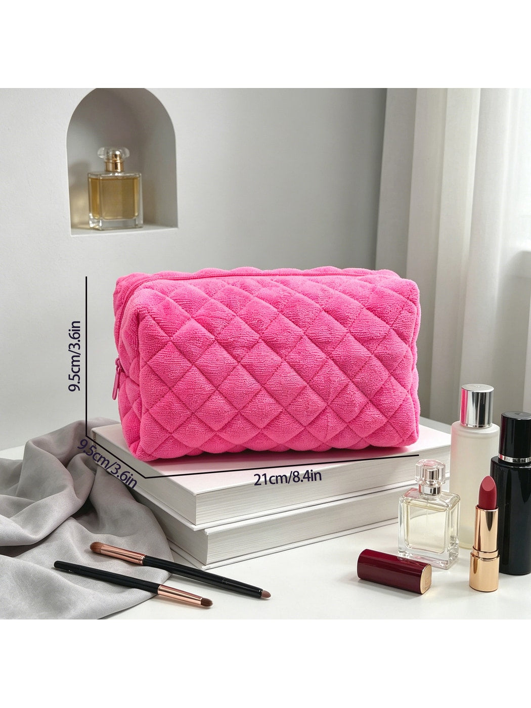 Cosbai - Simple Solid Color Cosmetic Organizer Bag