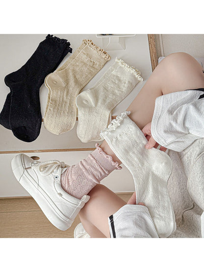 Rufia - Soft Knit Ruffle Cuff Crew Socks product image 2
