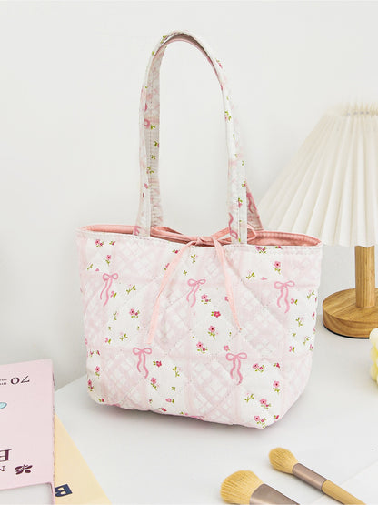 Cosbai - Quilted Floral Patchwork Tote Bag