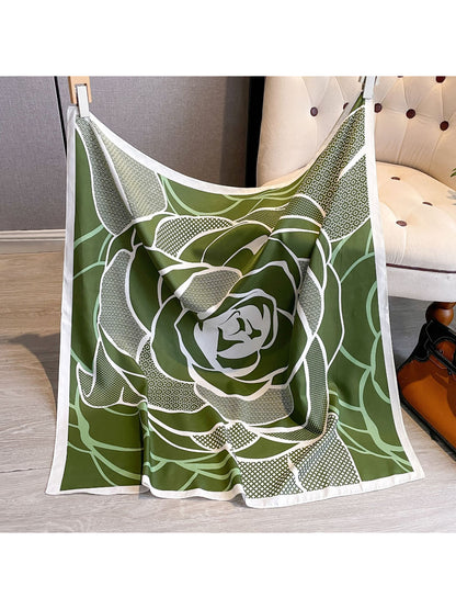 Scarvii - Graphic Rose Pattern Square Scarf